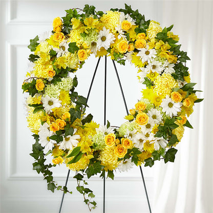Golden Remembrance Wreath –  Salisbury Flower Shop, Salisbury NC
